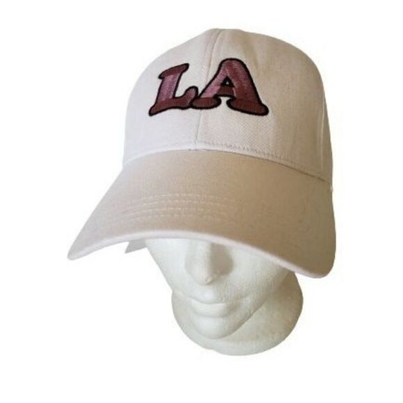 Women's 3D Cap LA Embroidered Purple on White Hat Baseball CAP NWT Clearance - Picture 1 of 7
